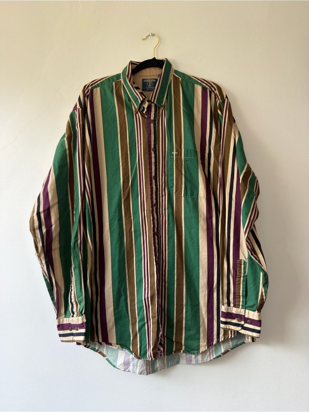 Salmon River Traders Mens Tall XLT Multi Color Striped Cotton Button Down Shirt